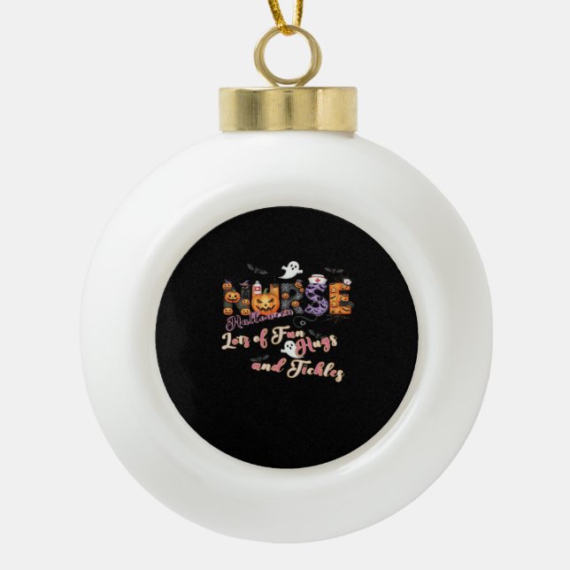 Paediactrics Nurse Fun Halloween Design Essential  Ceramic Ball Christmas Ornament (Front)