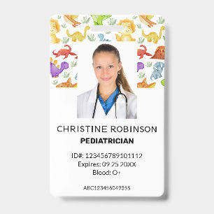 Paediatrician Cute Dinosaur Photo ID Badge