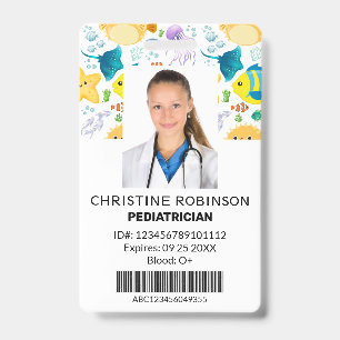 Paediatrician Cute Sea animals Photo ID Badge