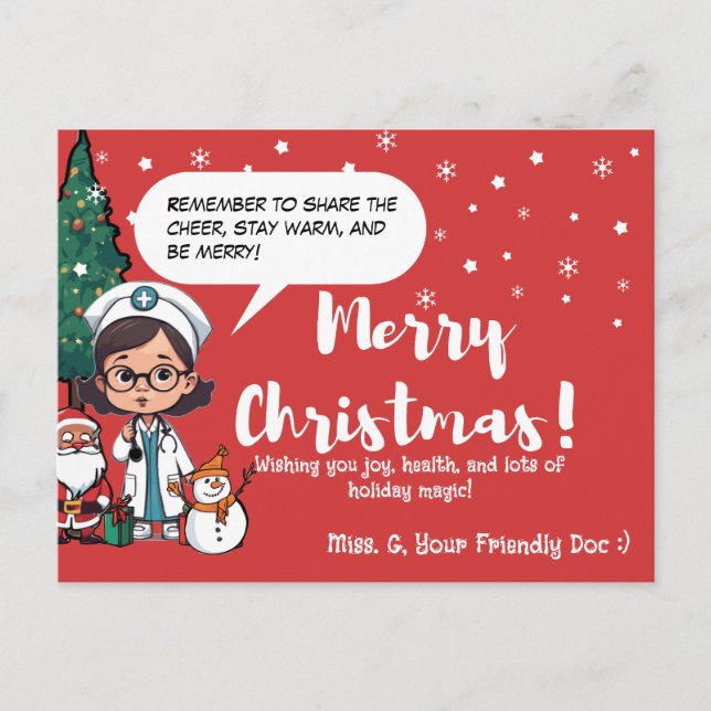 Paediatrician | Festive Christmas Greeting for Kid Holiday Postcard (Front)