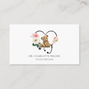 Paediatrician Floral Stethoscope Appointment Card