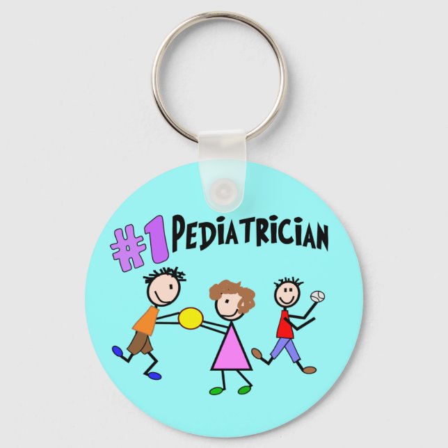 Paediatrician Gifts "# 1" Stick People Design Key Ring (Front)