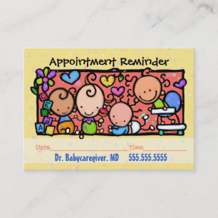 Paediatrician.Midwife.Appointment reminder. Appointment Card