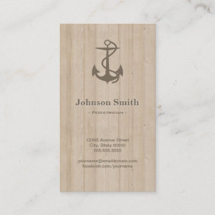 Paediatrician - Nautical Anchor Wood Business Card