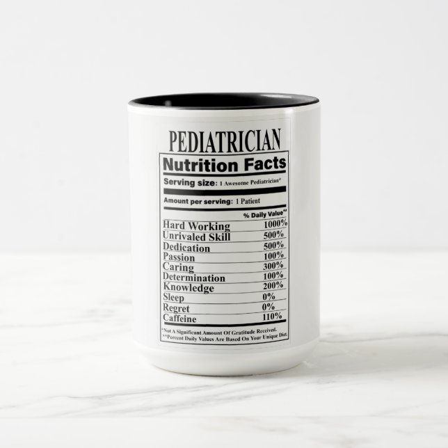 Paediatrician Nutrition Facts Mug (Center)
