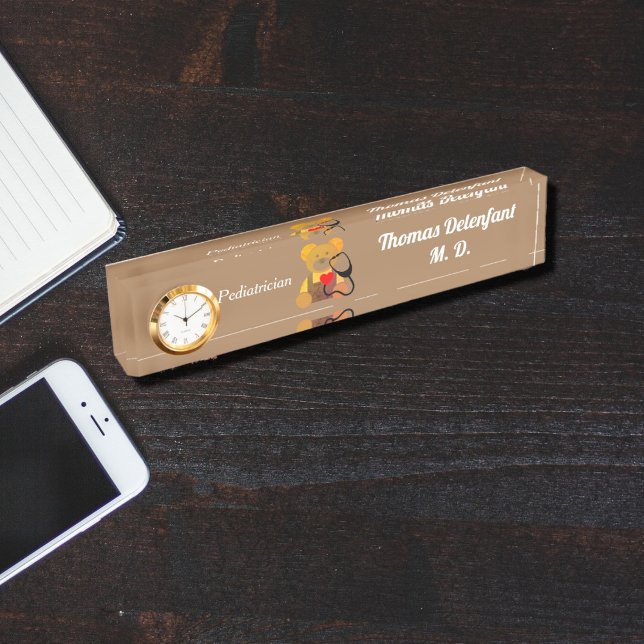 Paediatrician -  orange teddy  - stethoscope nameplate (Creator Uploaded)