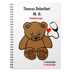 Paediatrician - teddy and heart stethoscope notebook