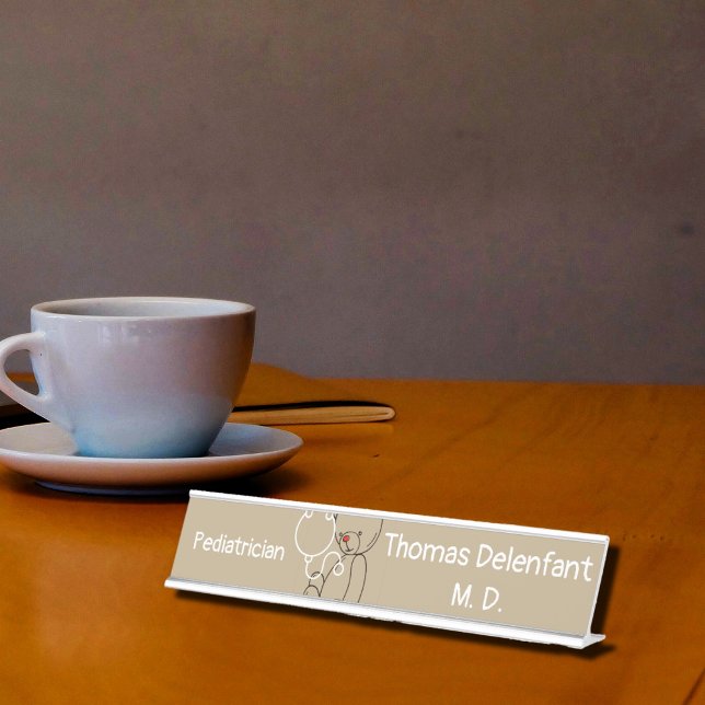 Paediatrician -  teddy  - stethoscope   desk name plate (Creator Uploaded)