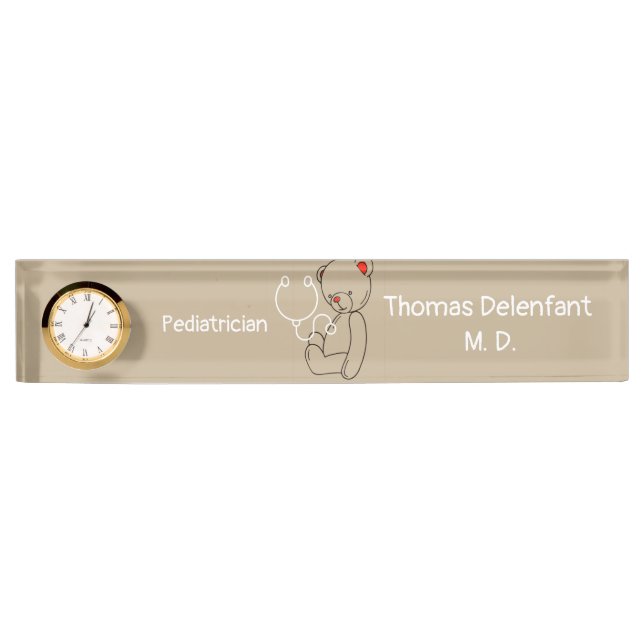 Paediatrician -  teddy  - stethoscope  nameplate (Front)