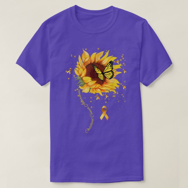 Paediatrics cancer Sunflower butterfly childhood c T-Shirt (Design Front)