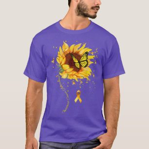Paediatrics cancer Sunflower butterfly childhood c T-Shirt