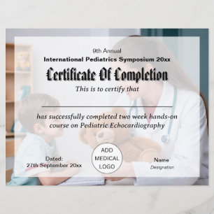 Paediatrics Child Physician Conference Certificate
