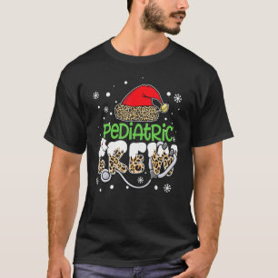 Paediatrics Crew Leopard Santa Hat Stethoscope Nur T-Shirt