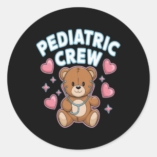 Paediatrics Crew Nurse Bear Heart Stethoscope Peds Classic Round Sticker