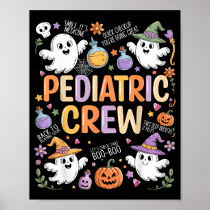 Paediatrics Crew Spooky Ghost Peds Nurse Halloween Poster