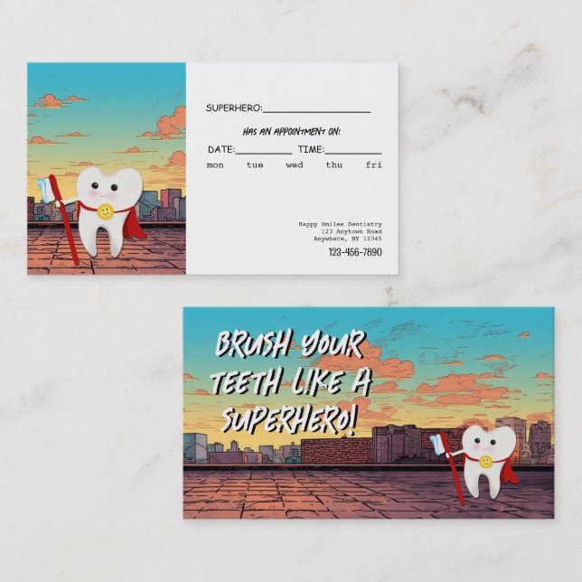 Paediatrics Dentist Appointment Reminder Card (Front/Back)