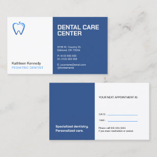 Paediatrics Dentist   Dental Practice Appointment Card