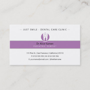 Paediatrics Dentist   Dental Practice Lavender Business Card