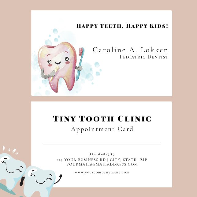 Paediatrics Dentist Dentistry Kids Appointment Car Business Card (Creator Uploaded)