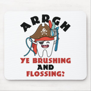 Paediatrics Dentist Pirate Theme Brushing Flossing Mouse Pad