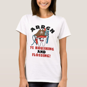 Paediatrics Dentist Pirate Theme Brushing Flossing T-Shirt