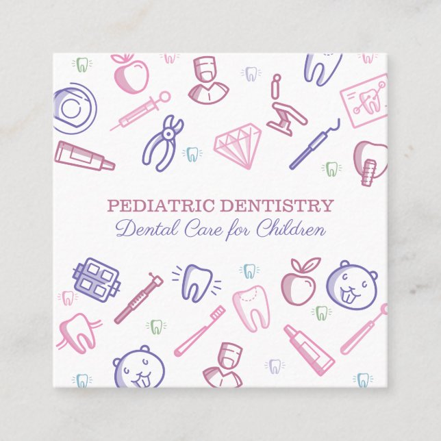 Paediatrics Dentistry Dental Care for Childs Square Business Card (Front)