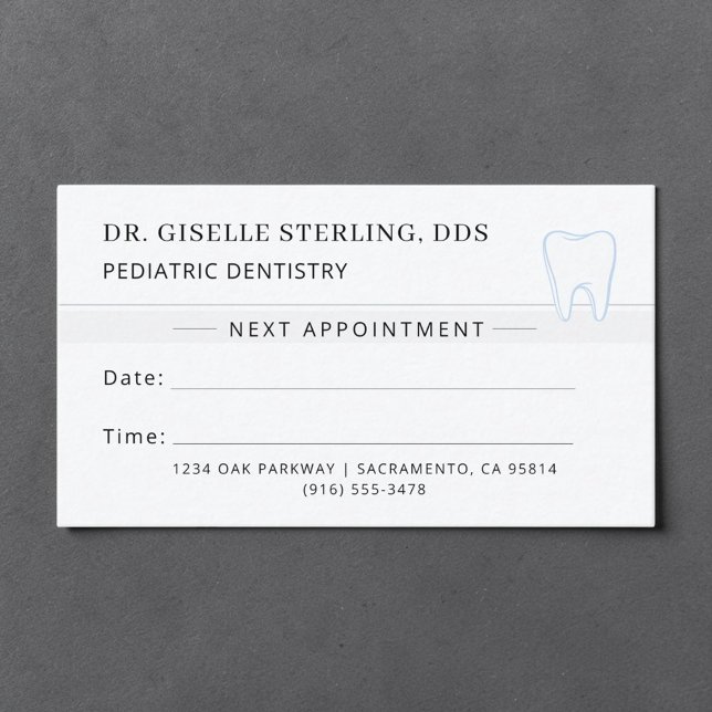 Paediatrics Dentistry Dentist Tooth Appointment Ca Card (Creator Uploaded)