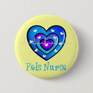 Paediatrics Nurse Artsy Blue Heart Design Gifts 6 Cm Round Badge