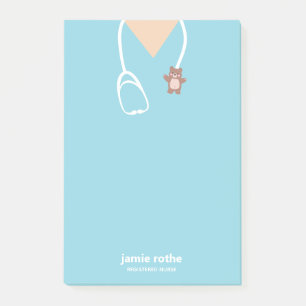 Paediatrics Nurse Blue Teddy Bear Scrubs  Post-it Notes