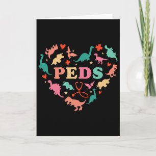 Paediatrics Nurse Crew Cute Colourful Dinosaur Hea Card