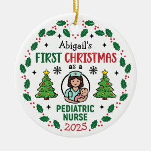 Paediatrics Nurse First Christmas Tree Personalise Ceramic Ornament