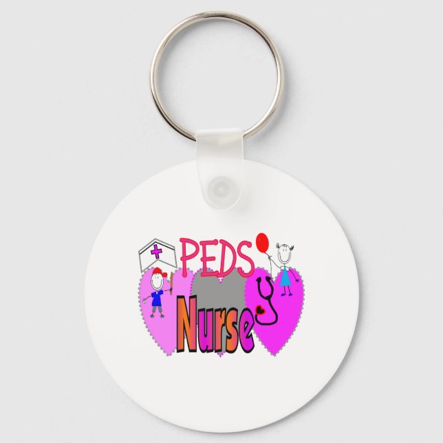 Paediatrics Nurse Gifts, Unique Fun Designs Key Ring (Front)