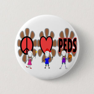 Paediatrics Nurse--"Peace Love Paediatrics" Cute 6 Cm Round Badge