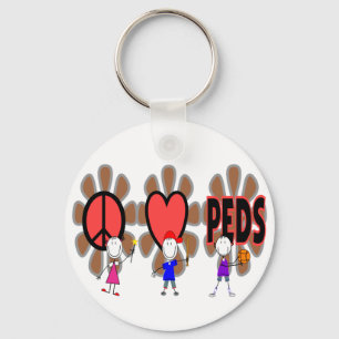 Paediatrics Nurse--"Peace Love Paediatrics" Cute Key Ring