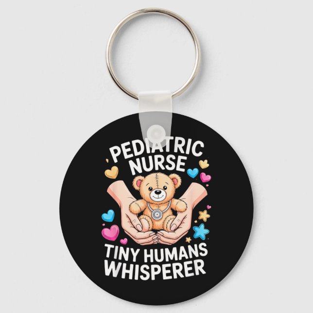 Paediatrics Nurse Tiny Humans Whisperer RN Gift Key Ring (Front)