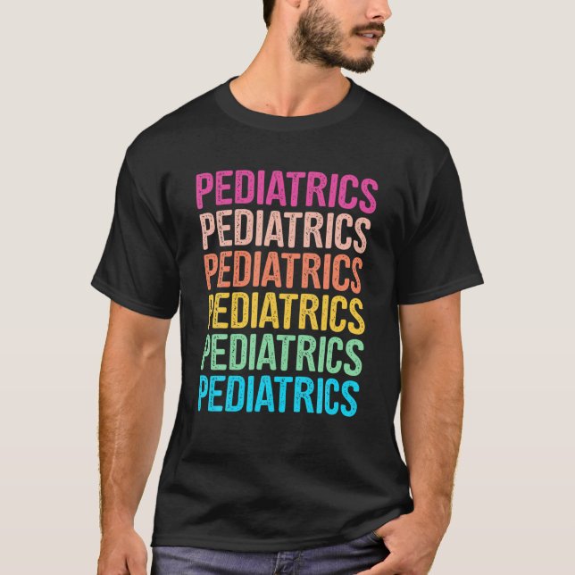Paediatrics Retro Rainbow For Paediatrician, PEDS  T-Shirt (Front)