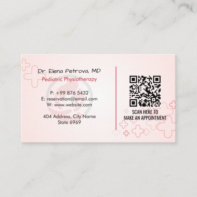 Paediatrics Therapy Business | Light Red Business Card (Front)