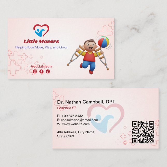 Paediatrics Therapy Business | Light Red Card (Front/Back)