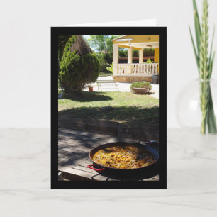 Paella Dish Resting in Garden Card