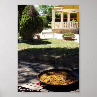 Paella Dish Resting in Garden Poster