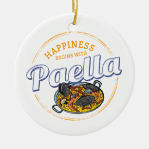 Paella Snack Vintage Spain Paella Pan Souvenir Ceramic Ornament