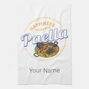 Paella Snack Vintage Spain Paella Pan Souvenir Tea Towel