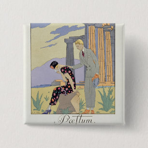 Paestum, 1924 (pochoir print) 15 cm square badge