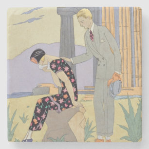 Paestum, 1924 (pochoir print) stone coaster