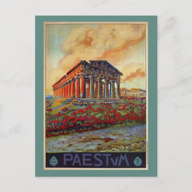 Paestum ancient Greek temple Italian travel ad Postcard (Front)