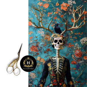 Pagan Antlers Gothic Skeleton Skull Decoupage  Tissue Paper