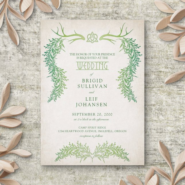 Pagan Celtic Foliage Wedding Invitation (Creator Uploaded)