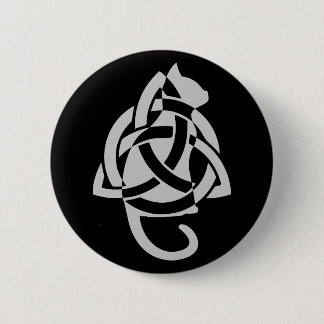Pagan Celtic Triquetra Cat Silhouette 6 Cm Round Badge