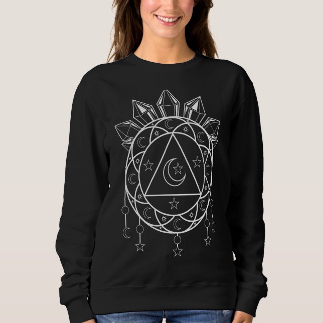 Pagan Crystals Astrology Moon Dark Magic Occult Sweatshirt (Front)