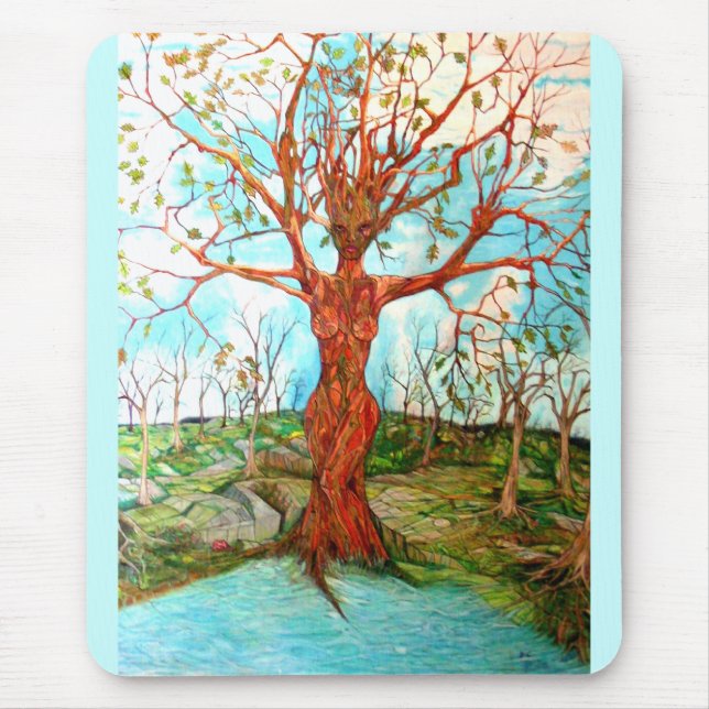 Pagan Dryad Tree Goddess Wiccan Nature Art Mouse Pad (Front)